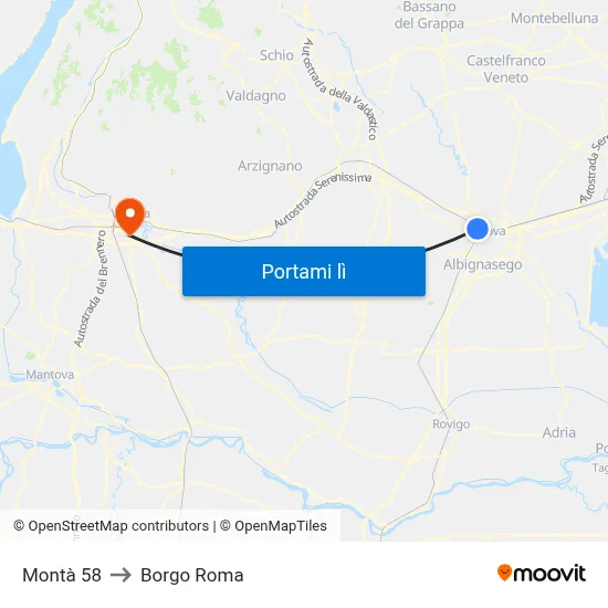 Montà 58 to Borgo Roma map