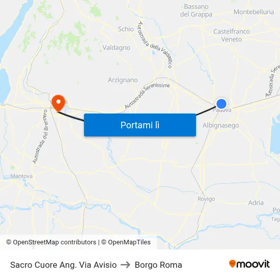Sacro Cuore Ang. Via Avisio to Borgo Roma map