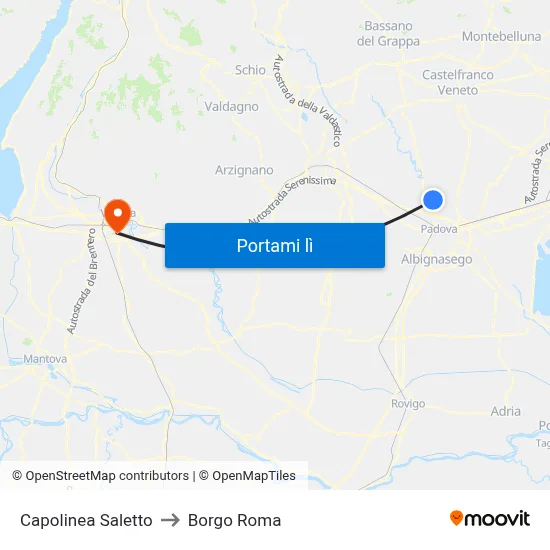 Capolinea Saletto to Borgo Roma map