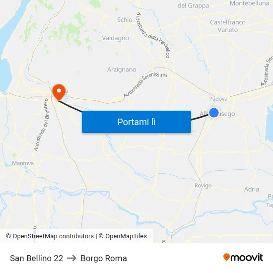 San Bellino 22 to Borgo Roma map