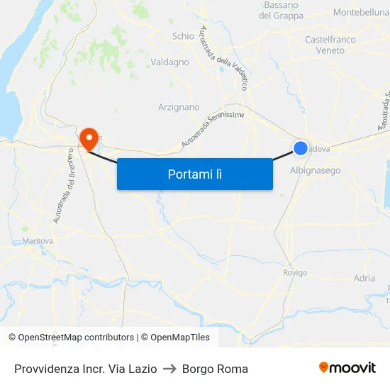 Provvidenza Incr. Via Lazio to Borgo Roma map