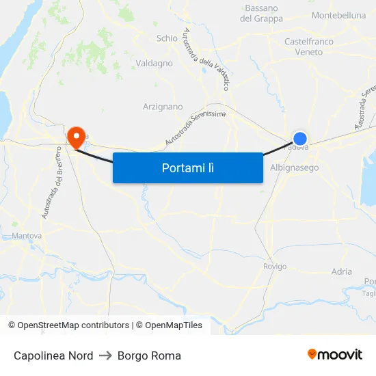 Capolinea Nord to Borgo Roma map