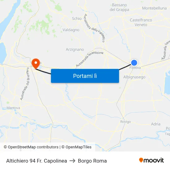 Altichiero 94 Fr. Capolinea to Borgo Roma map