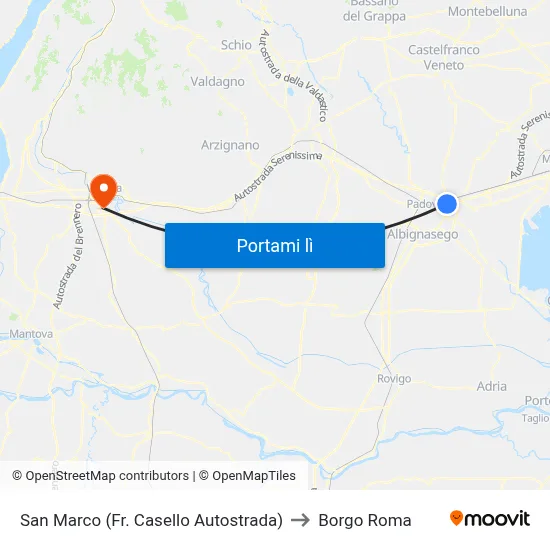 San Marco (Fr. Casello Autostrada) to Borgo Roma map