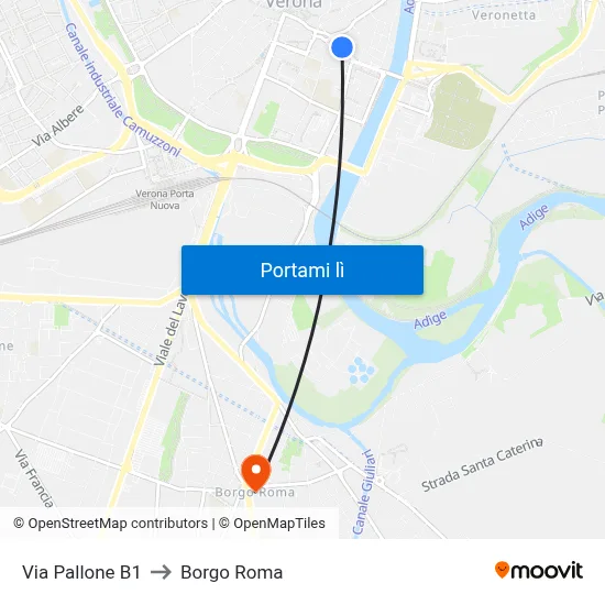 Via Pallone B1 to Borgo Roma map