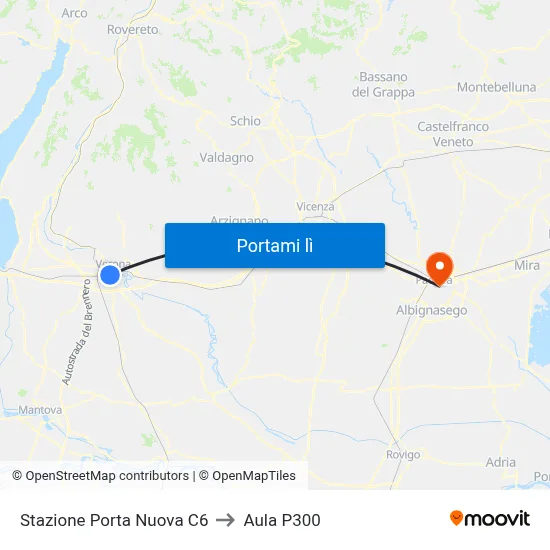 Stazione Porta Nuova C6 to Aula P300 map