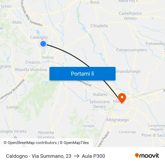 Caldogno - Via Summano, 23 to Aula P300 map