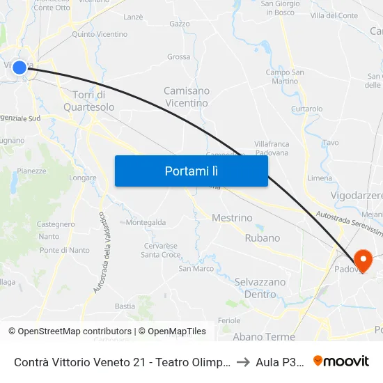 Contrà Vittorio Veneto 21 - Teatro Olimpico to Aula P300 map