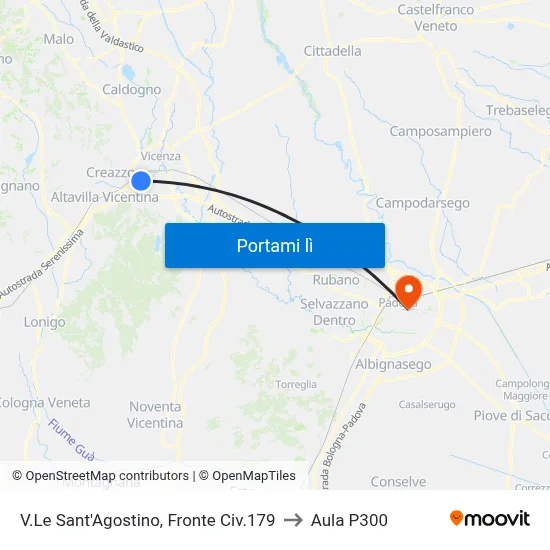 V.Le Sant'Agostino, Fronte Civ.179 to Aula P300 map