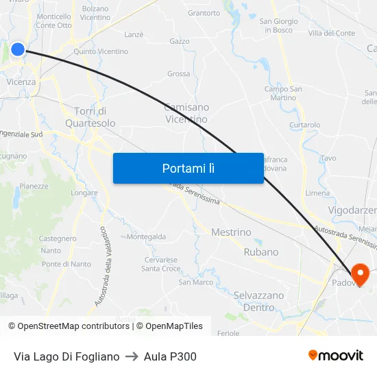 Via Lago Di Fogliano to Aula P300 map