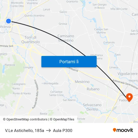 V.Le Astichello, 185a to Aula P300 map