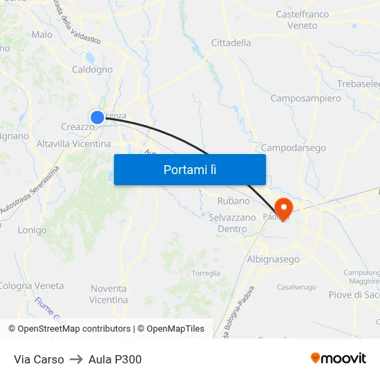 Via Carso to Aula P300 map