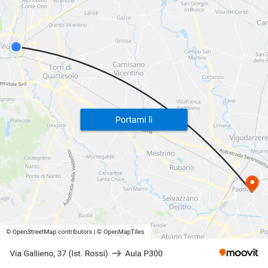 Via Gallieno, 37 (Ist. Rossi) to Aula P300 map