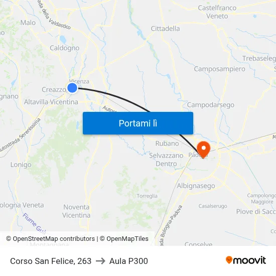 Corso San Felice, 263 to Aula P300 map