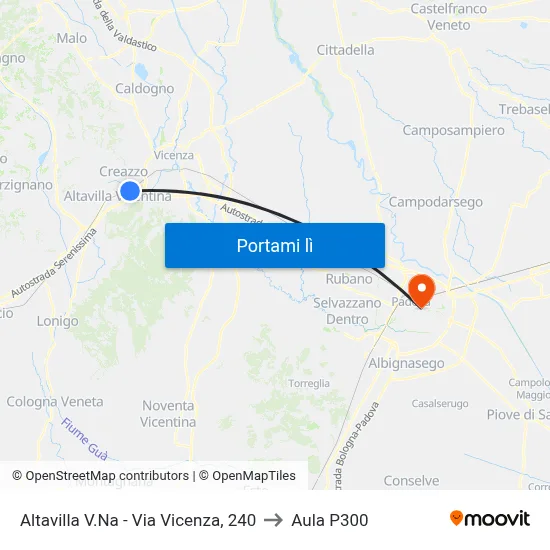 Altavilla V.Na - Via Vicenza, 240 to Aula P300 map