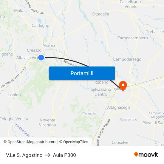 V.Le S. Agostino to Aula P300 map