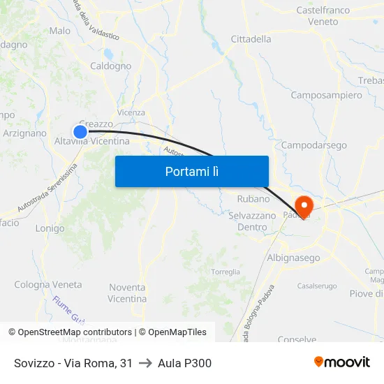 Sovizzo - Via Roma, 31 to Aula P300 map