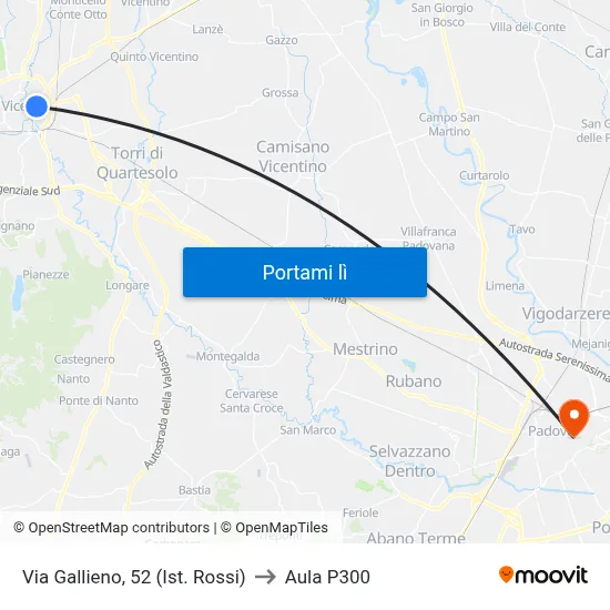 Via Gallieno, 52 (Ist. Rossi) to Aula P300 map