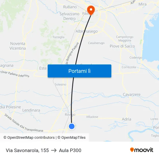 Via Savonarola, 155 to Aula P300 map