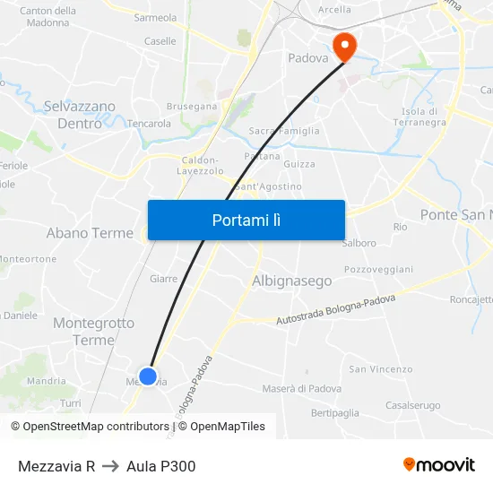 Mezzavia R to Aula P300 map