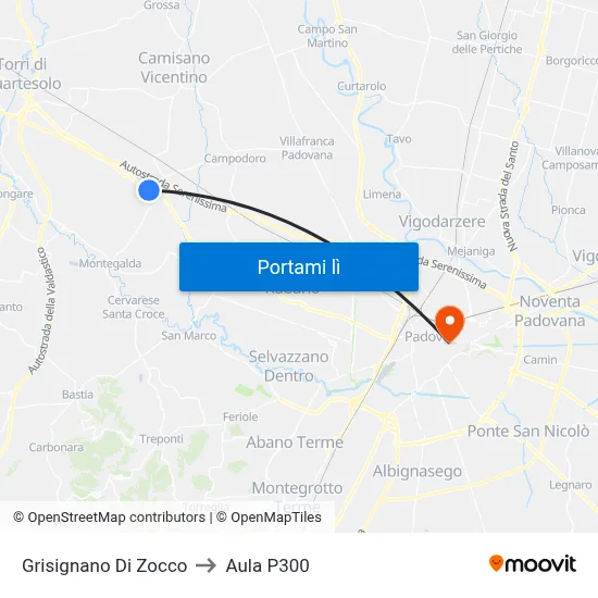 Grisignano Di Zocco to Aula P300 map