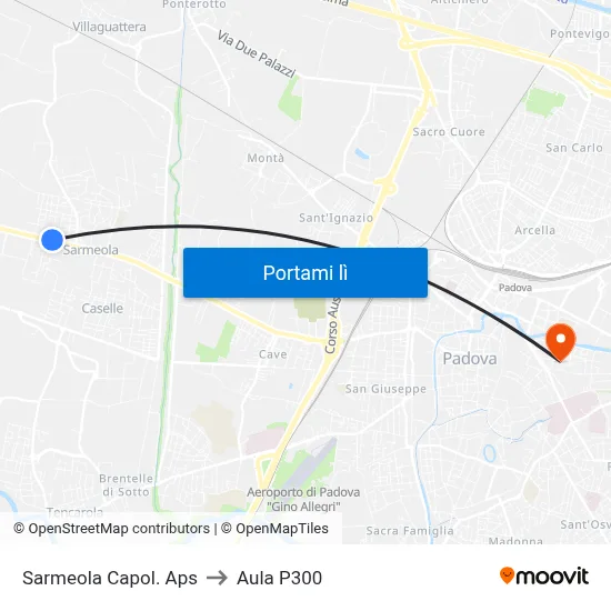 Sarmeola Capol. Aps to Aula P300 map