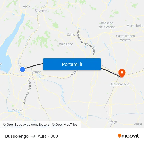 Bussolengo to Aula P300 map