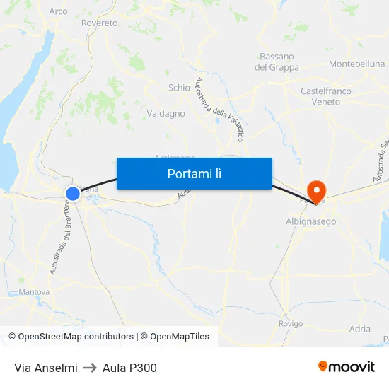 Via Anselmi to Aula P300 map