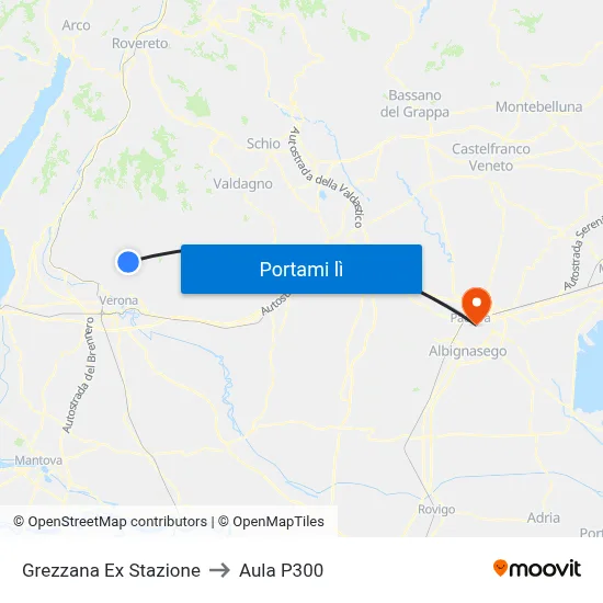 Grezzana Ex Stazione to Aula P300 map
