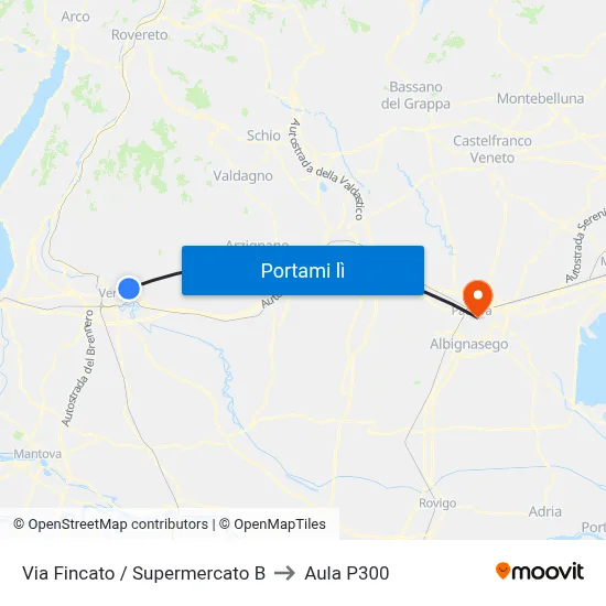 Via Fincato / Supermercato B to Aula P300 map