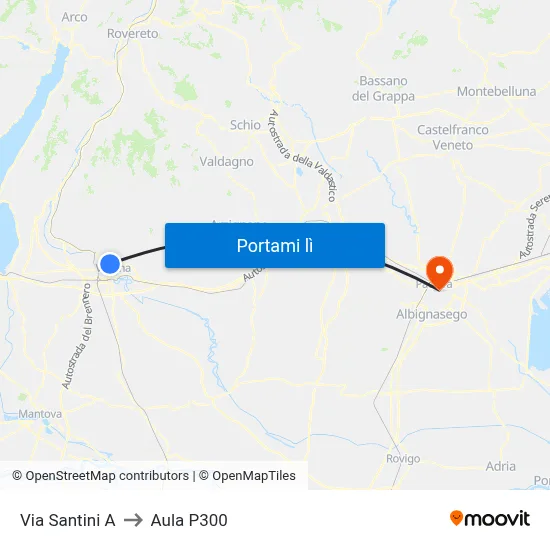 Via Santini A to Aula P300 map