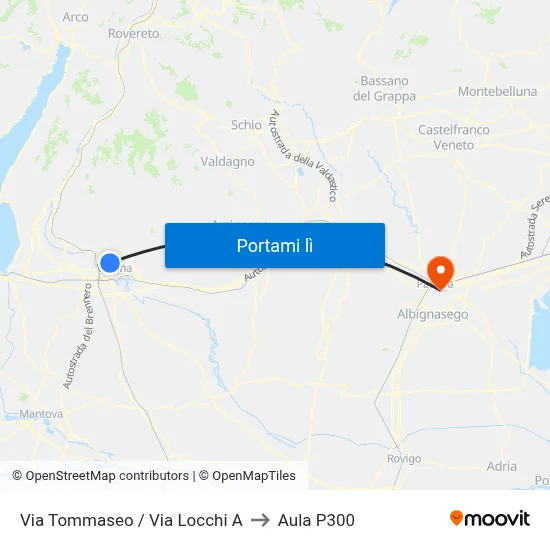 Via Tommaseo / Via Locchi A to Aula P300 map