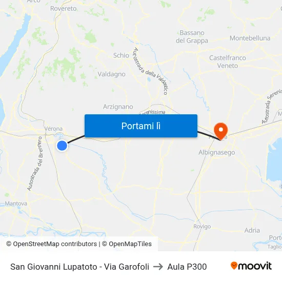 San Giovanni Lupatoto - Via Garofoli to Aula P300 map