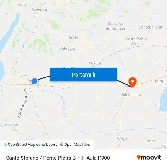 Santo Stefano / Ponte Pietra B to Aula P300 map