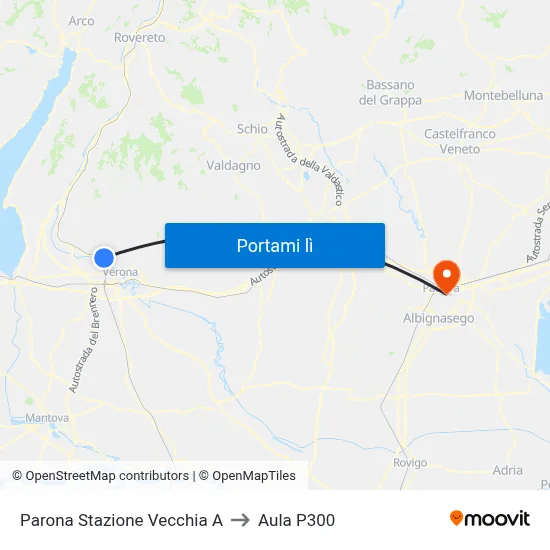 Parona Stazione Vecchia A to Aula P300 map