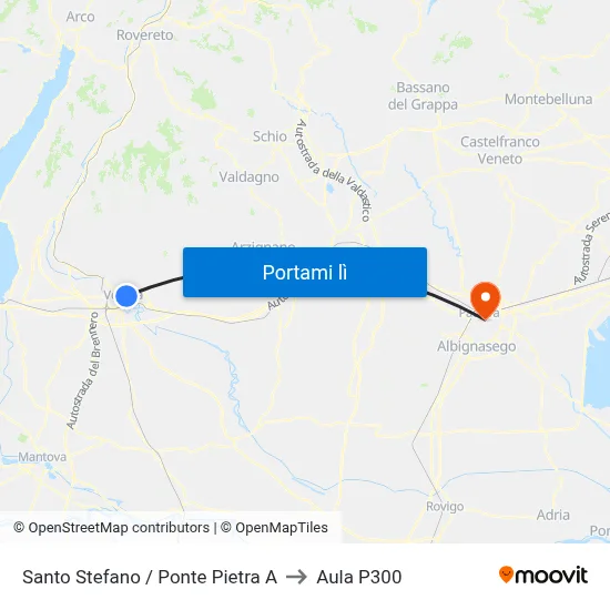 Santo Stefano / Ponte Pietra A to Aula P300 map