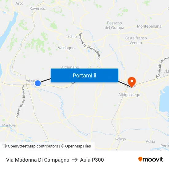 Via Madonna Di Campagna to Aula P300 map