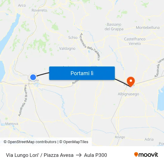 Via Lungo Lori' / Piazza Avesa to Aula P300 map