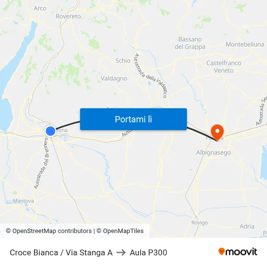 Croce Bianca / Via Stanga A to Aula P300 map