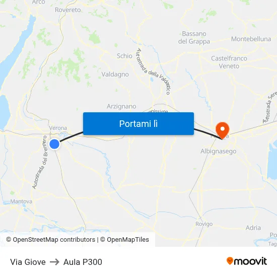 Via Giove to Aula P300 map