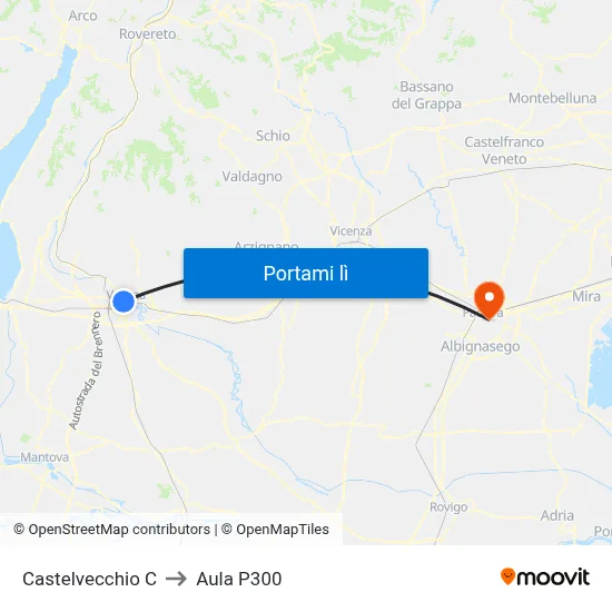 Castelvecchio C to Aula P300 map
