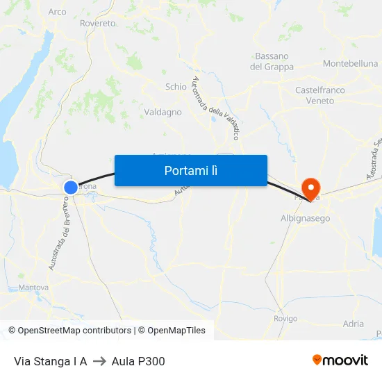 Via Stanga I A to Aula P300 map
