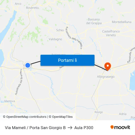 Via Mameli / Porta San Giorgio B to Aula P300 map