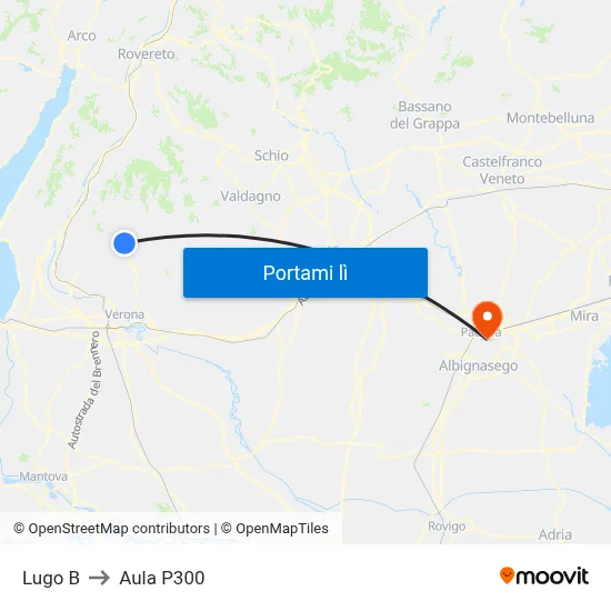 Lugo B to Aula P300 map