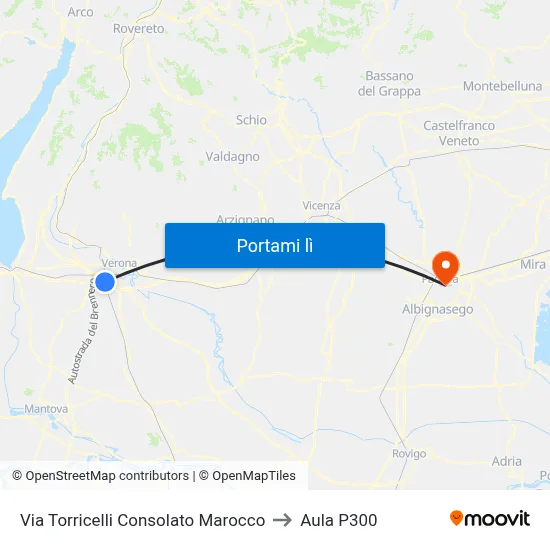 Via Torricelli Consolato Marocco to Aula P300 map