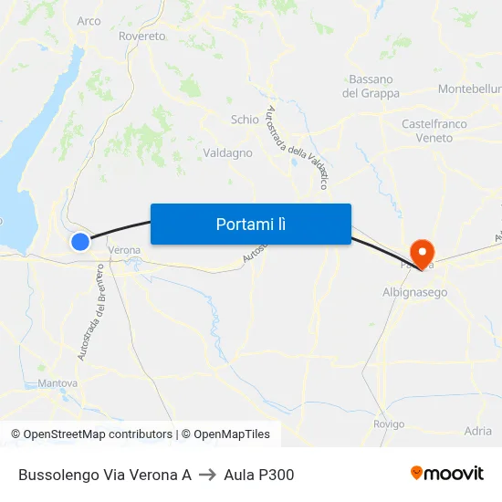 Bussolengo Via Verona A to Aula P300 map
