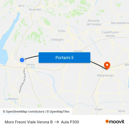 Moro Freoni Viale Verona B to Aula P300 map