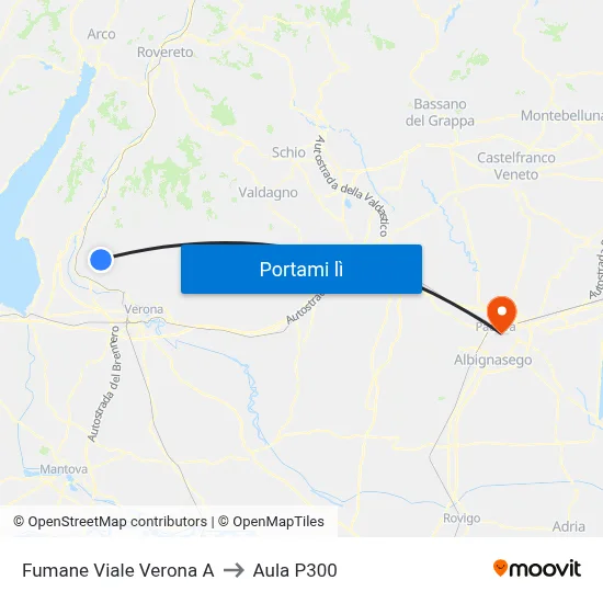 Fumane Viale Verona A to Aula P300 map