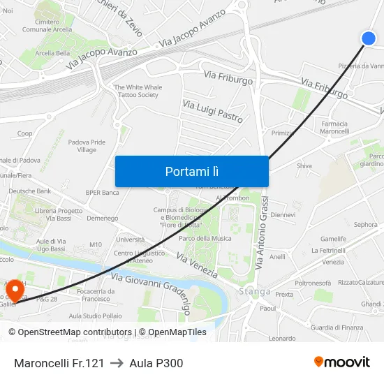 Maroncelli Fr.121 to Aula P300 map