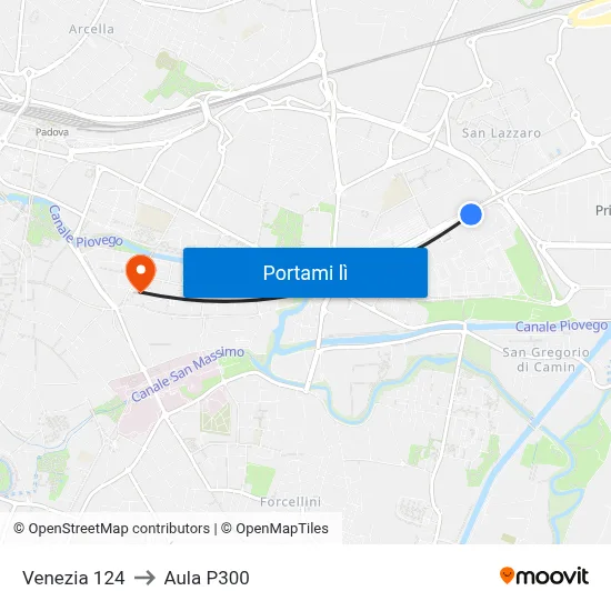 Venezia 124 to Aula P300 map